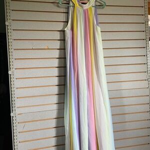 Rainbow Dressy Pastel Halter Sleeveless Flowy Casual Jumpsuit Pantsuit Medium